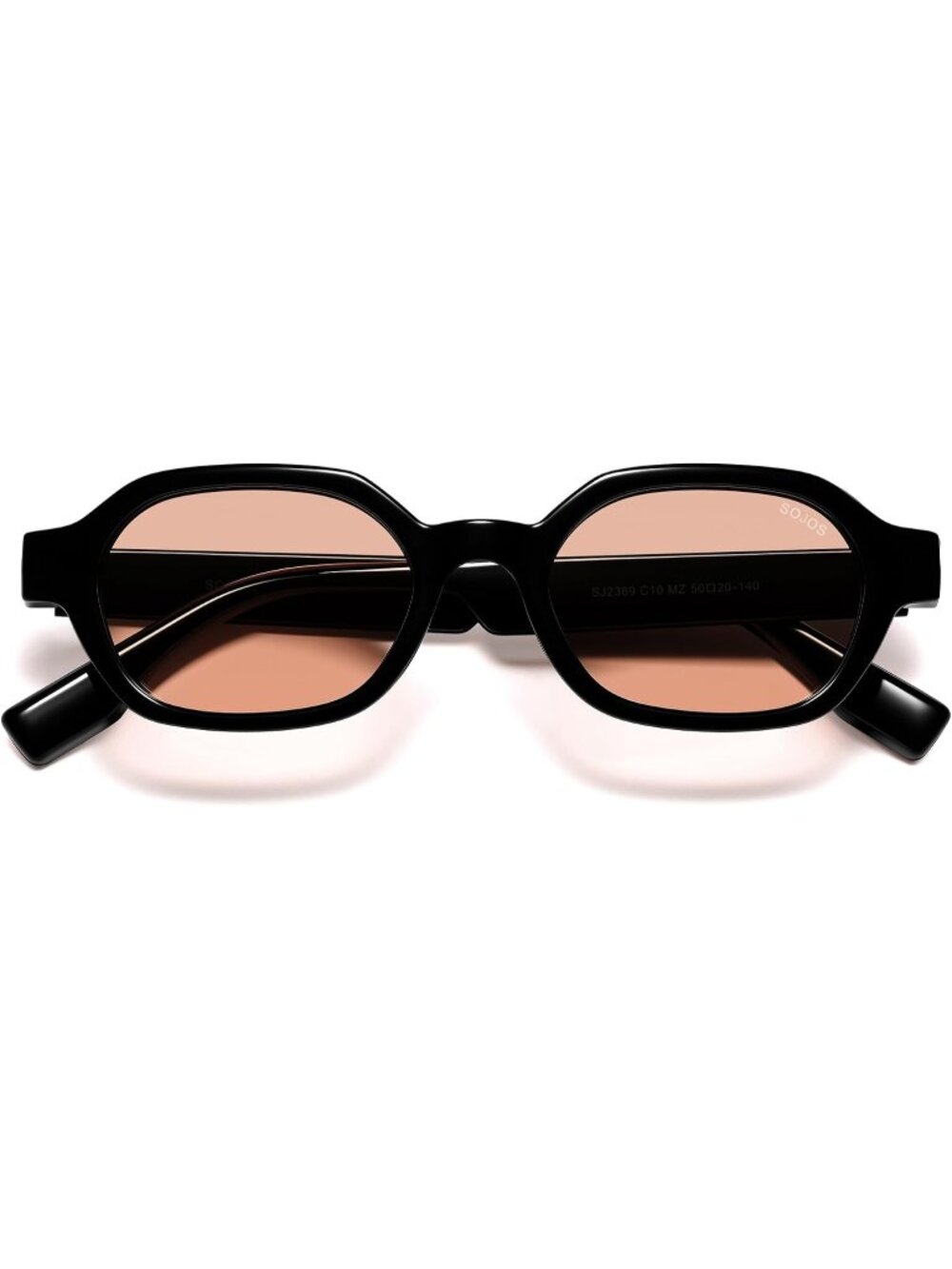 Unisex Pink Carbon Retro Classic Polarized Hexagonal Rectangle Sunglasses